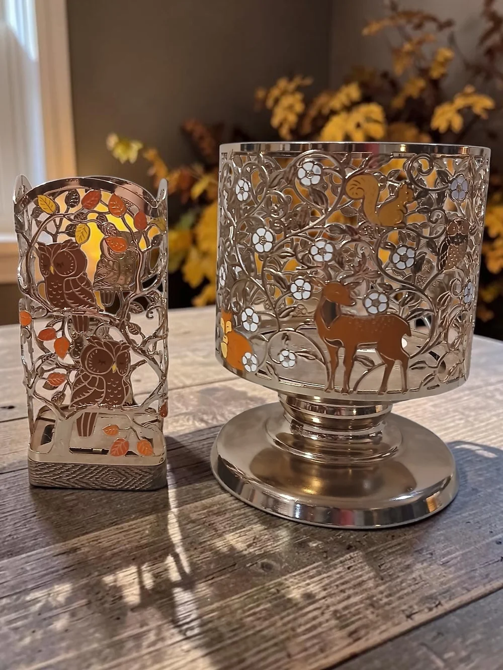 Decorative Silver-Tone Autumn Animal Candle Holder And Soap Holder